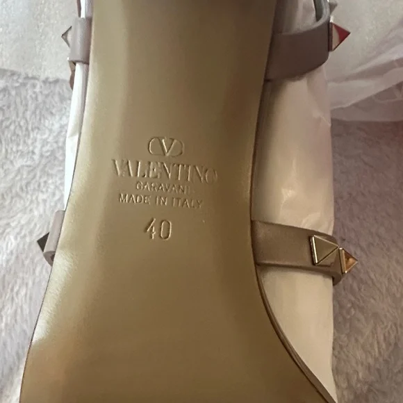 Valentino Garavani Tan Studded Sandals 60MM Rockstud Block Heal NWT dusk bag - Picture 10 of 14